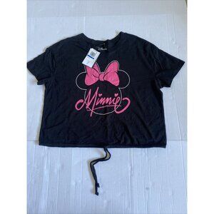 Disney Store Sz‎ XL Black Love Minnie Mouse T-Shirt Heart Pink Cotton New
